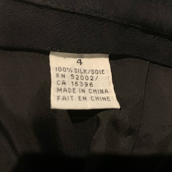 Black 100% Silk Pleated Waist Skirt Sz 4 P - Picture 6 of 6